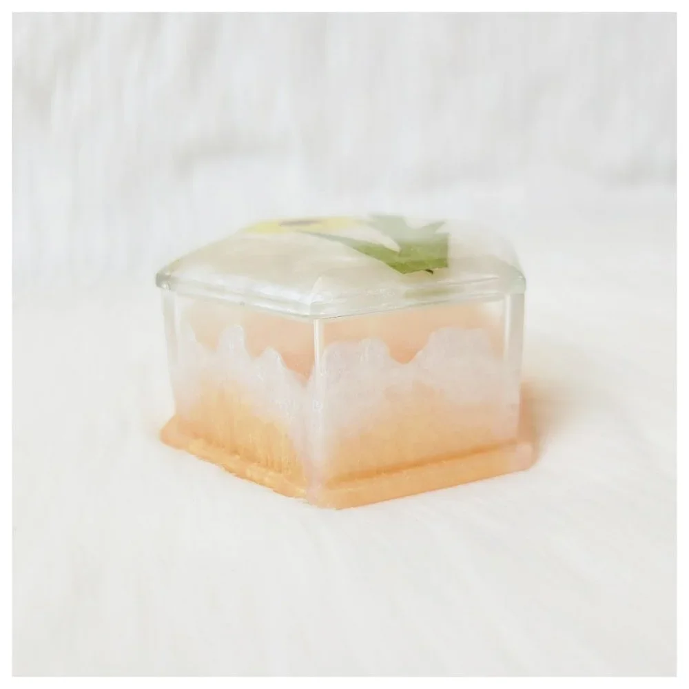 Floral Trinket Box Small Hexagon Jewelry Box Stash Box Yellow Orange White Clear